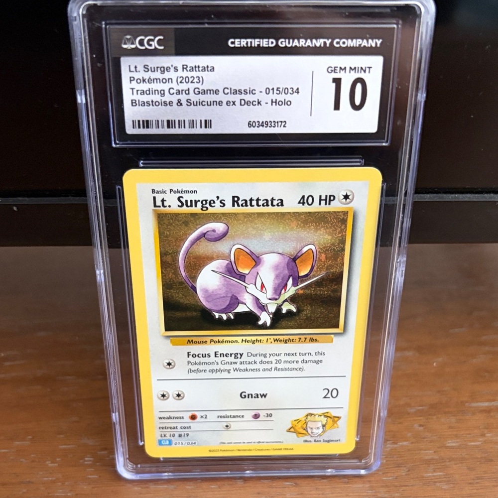 Lt. Surge's Rattata *CGC 10* Holo *Classic Collection* #15 * 2023 * Pokemon